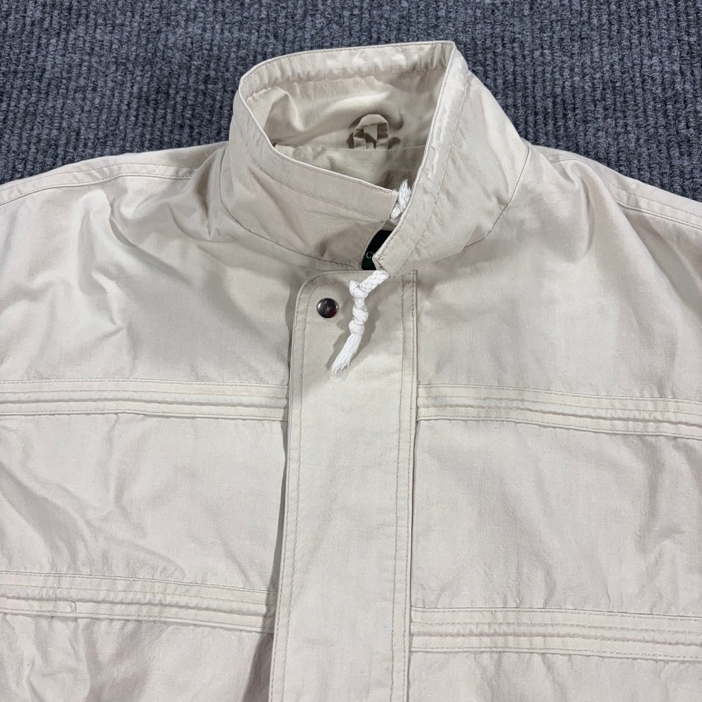 Hunt Club Windbreaker Jacket Mens L Cream Vintage Full Zip Lightweight